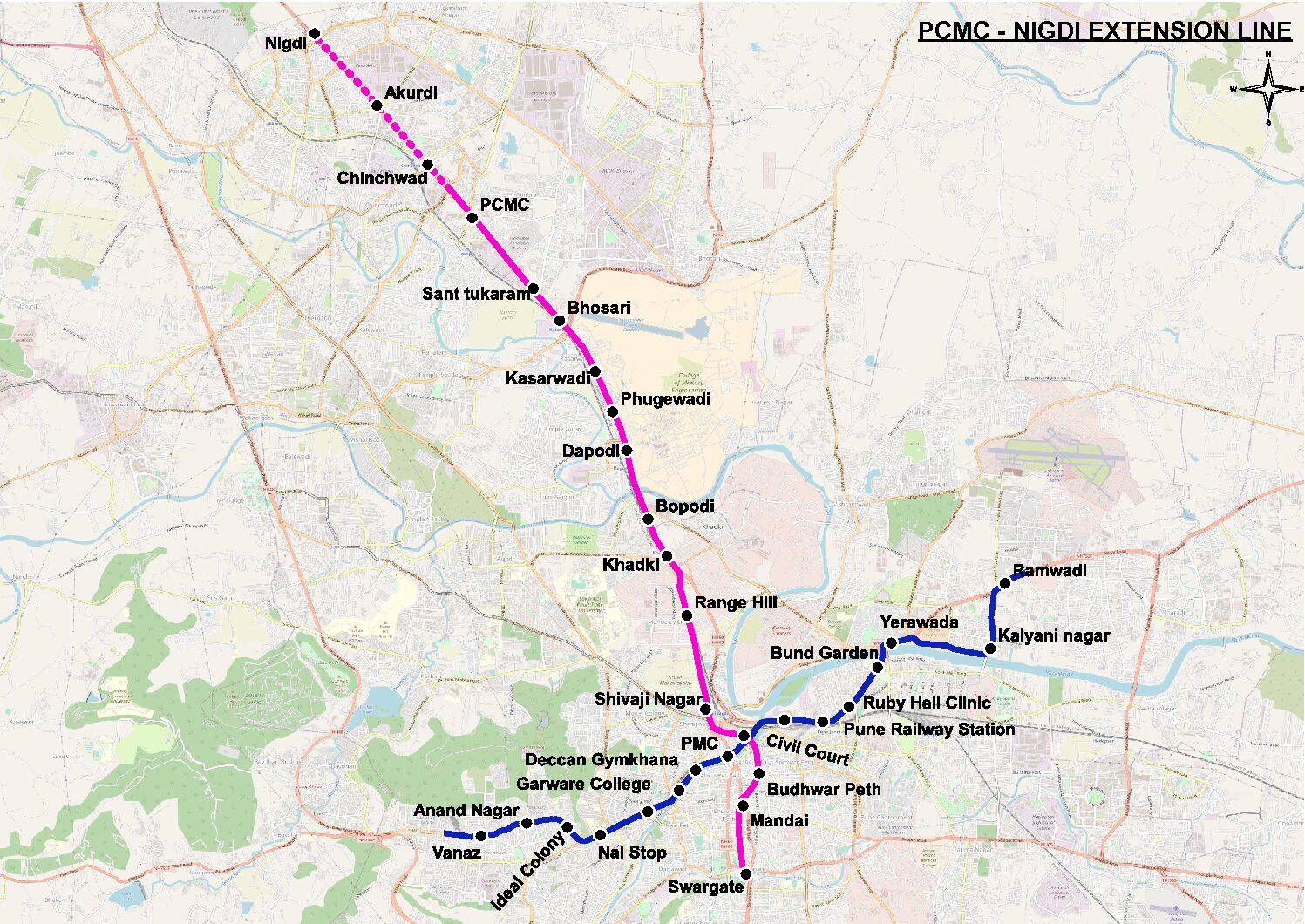  Pune Metro Phase 2 : PCMC TO NIGDI Extension sanctioned by Centre 